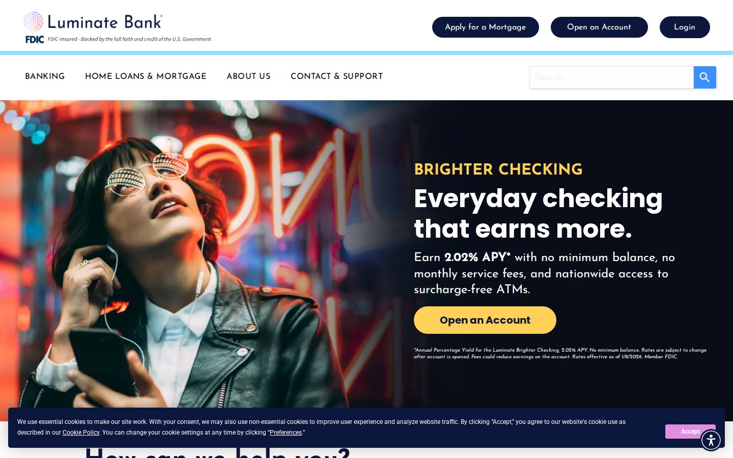 Luminate Bank website preview