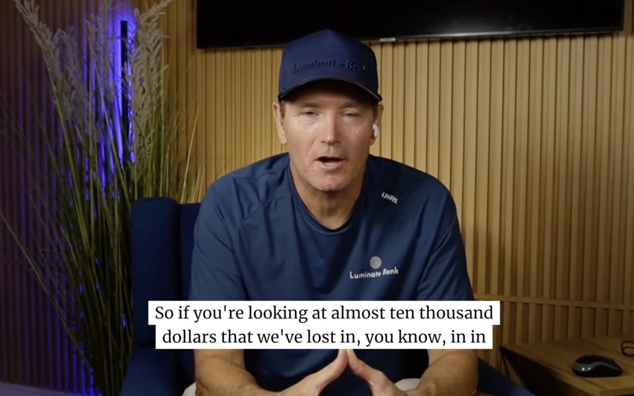 A client speaking on camera during a Media Day, with captions on screen