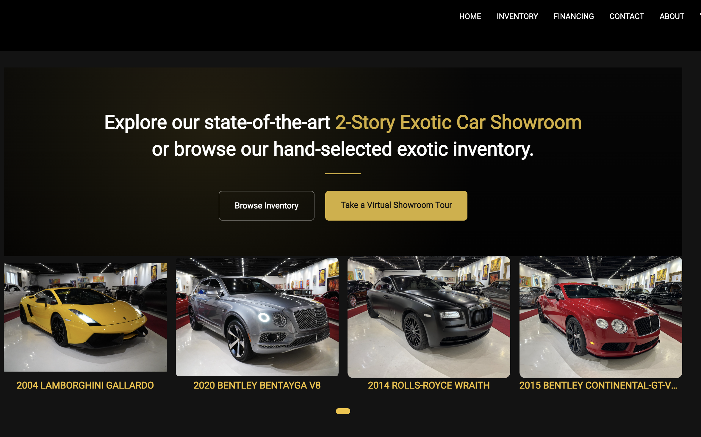 The Auto Toy Store website preview featuring its exotic car showroom and luxury vehicle inventory